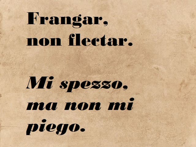 Frangar non flectar. (Mi spezzo, ma non mi piego.)
