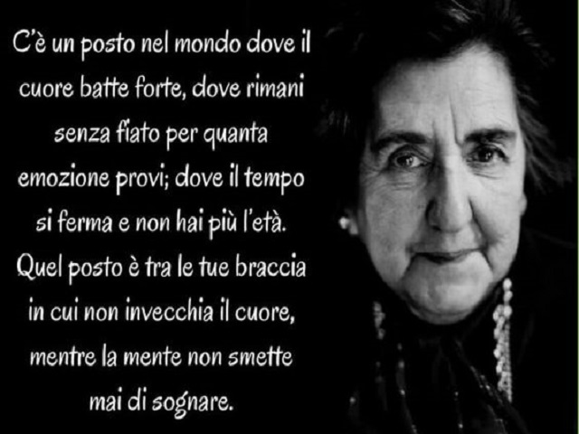 C'è un posto nel mondo dove il cuore batte forte, dove rimani senza fiato per quanta emozione provi; dove il tempo si ferma e non hai più l'età. Quel posto è tra le tue braccia in cui non invecchia il cuore, mentre la mente non smette mai di sognare.