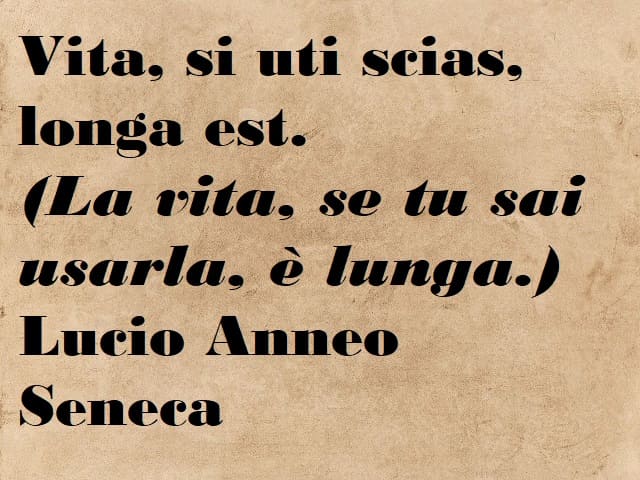 Vita, si uti scias, longa est. (La vita, se tu sai usarla, è lunga.) (Lucio Anneo Seneca)