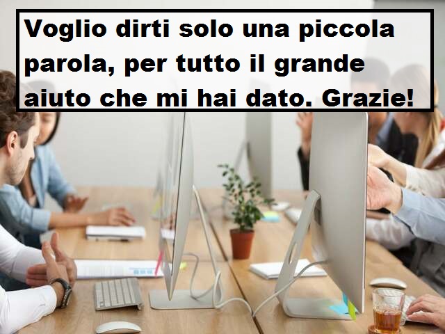 Voglio dirti solo una piccola parola, per tutto il grande aiuto che mi hai dato. Grazie!