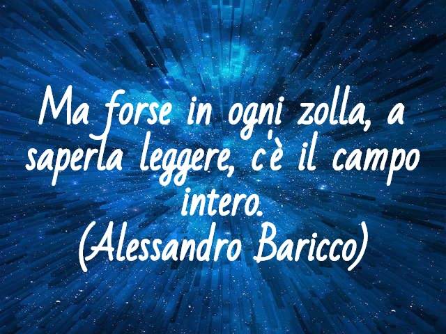 Ma forse in ogni zolla, a saperla leggere, c'è il campo intero.(Alessandro Baricco)