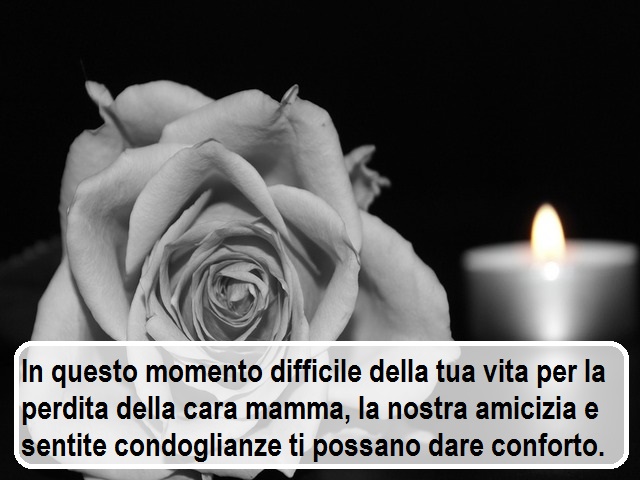In questo momento difficile della tua vita per la perdita della cara mamma, la nostra amicizia e sentite condoglianze ti possano dare conforto.