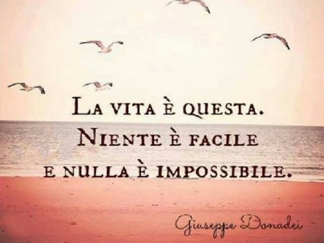 La vita è questa. Niente è facile e nulla è impossibile.(Giuseppe Donadei)
