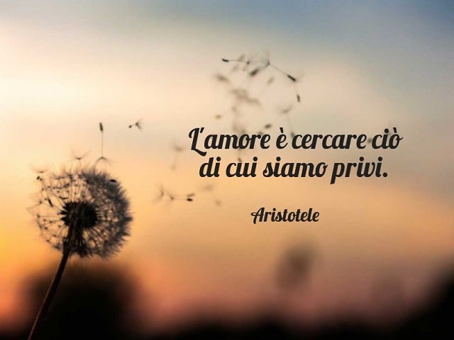 L'amore è cercare ciò di cui siamo privi.(Aristotele)