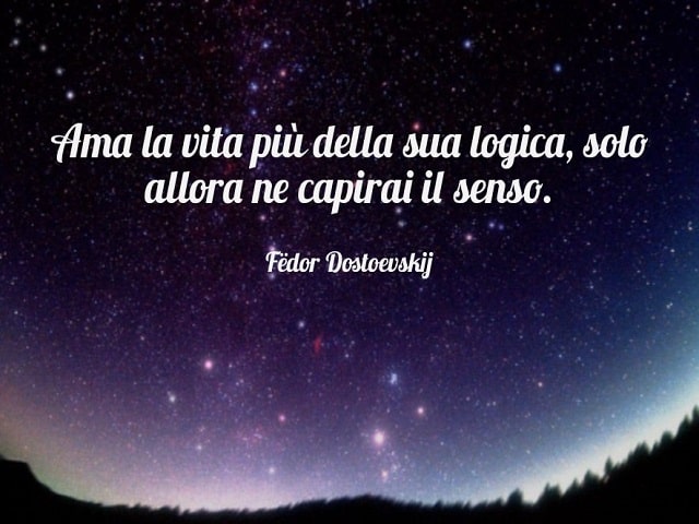Ama la vita più della sua logica, solo allora ne capirai il senso.(Fëdor Dostoevskij)