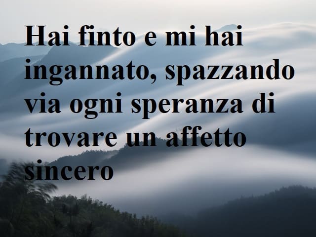 Hai finto e mi hai ingannato, spazzando via ogni speranza di trovare un affetto sincero.