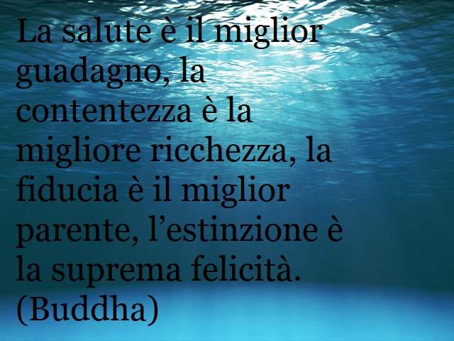 La salute è il miglior guadagno, la contentezza è la migliore ricchezza, la fiducia è il miglior parente, l’estinzione è la suprema felicità.(Buddha)