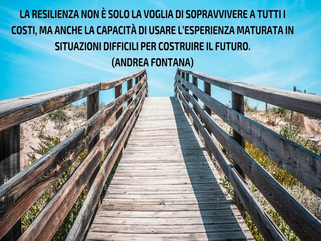 La resilienza non è solo la voglia di sopravvivere a tutti i costi, ma anche la capacità di usare l’esperienza maturata in situazioni difficili per costruire il futuro.(Andrea Fontana)