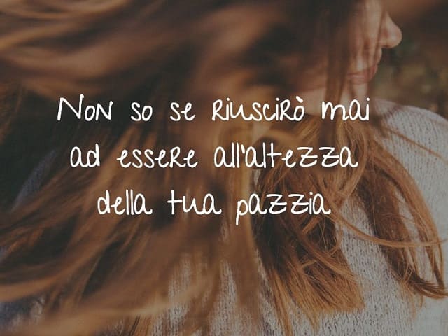 Non so se riuscirò mai a essere all'altezza della tua pazzia.(da La neve se ne frega)
