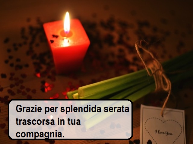 Grazie per splendida serata trascorsa in tua compagnia.