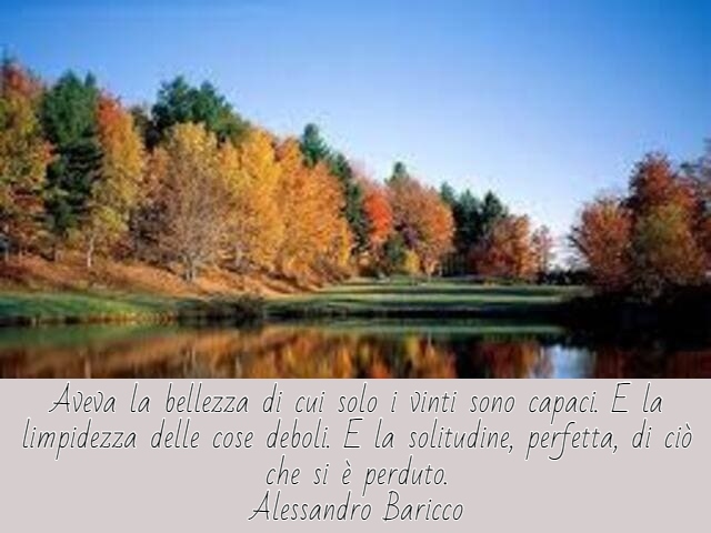 Aveva la bellezza di cui solo i vinti sono capaci. E la limpidezza delle cose deboli. E la solitudine, perfetta, di ciò che si è perduto.(Alessandro Baricco)