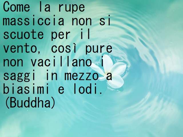 Come la rupe massiccia non si scuote per il vento, così pure non vacillano i saggi in mezzo a biasimi e lodi.(Buddha)