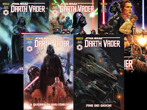 Volumi della serie Darth Vader (2015) e Vader Colpito. Da: About art