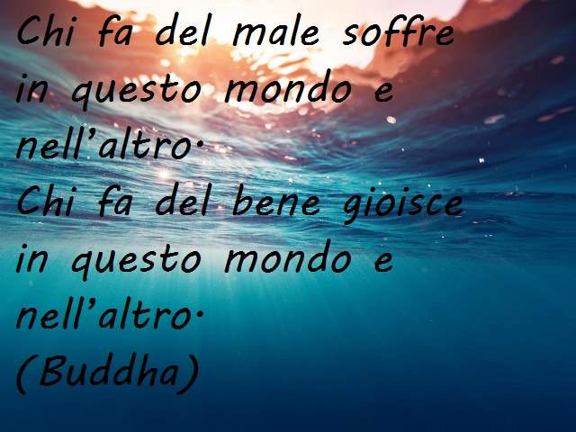 Chi fa del male soffre in questo mondo e nell’altro. Chi fa del bene gioisce in questo mondo e nell’altro.(Buddha)