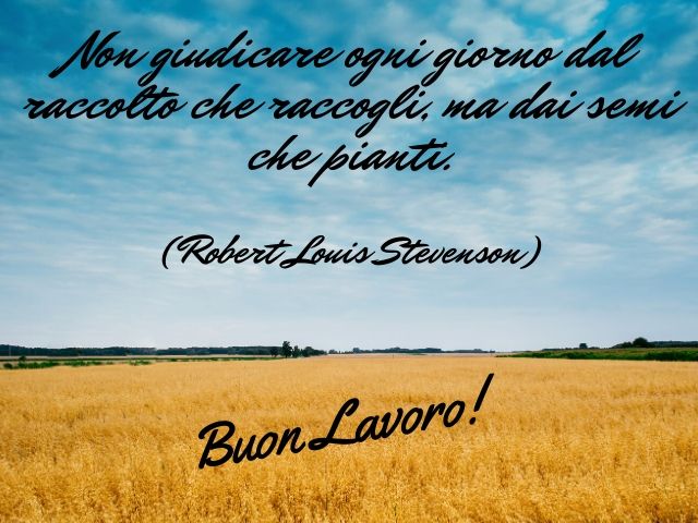 Non giudicare ogni giorno dal raccolto che raccogli, ma dai semi che pianti.(Robert Louis Stevenson)