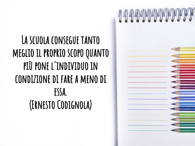 La scuola consegue tanto meglio il proprio scopo quanto più pone l'individuo in condizione di fare a meno di essa.(Ernesto Codignola)