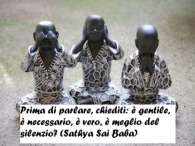 Prima di parlare, chiediti: è gentile, è necessario, è vero, è meglio del silenzio? (Sathya Sai Baba)