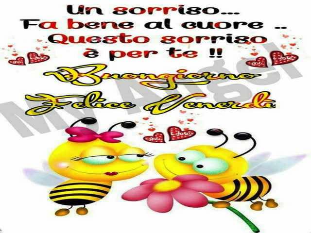 Un sorriso... Fa bene al cuore. Questo sorriso è per te!! Buongiorno. Felice venerdì.
