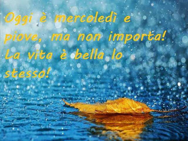 Oggi è mercoledì e piove, ma non importa! La vita è bella lo stesso!