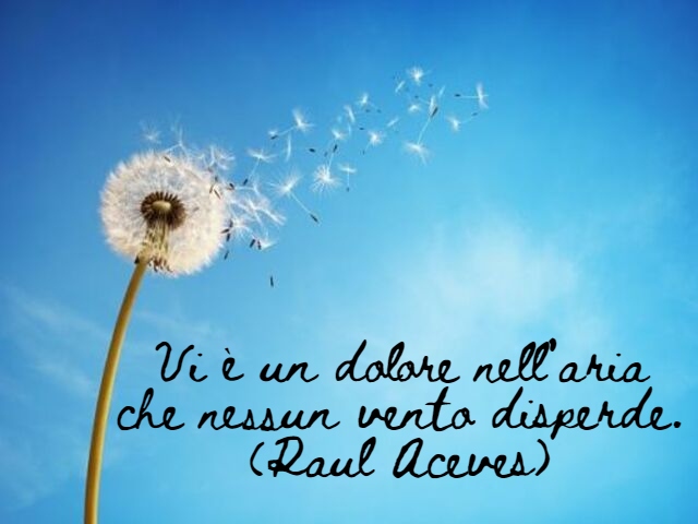 Vi è un dolore nell’ariache nessun vento disperde.(Raul Aceves)
