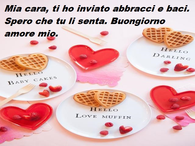 Mia cara, ti ho inviato abbracci e baci. Spero che tu li senta. Buongiorno amore mio.