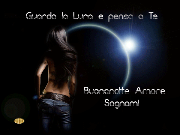 Guardo la luna e penso a te. Buonanotte amore, sognami.