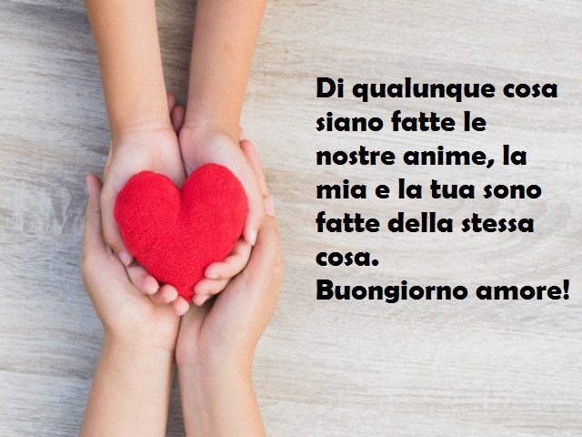 Di qualunque cosa siano fatte le nostre anime, la mia e la tua sono fatte della stessa cosa. Buongiorno amore!