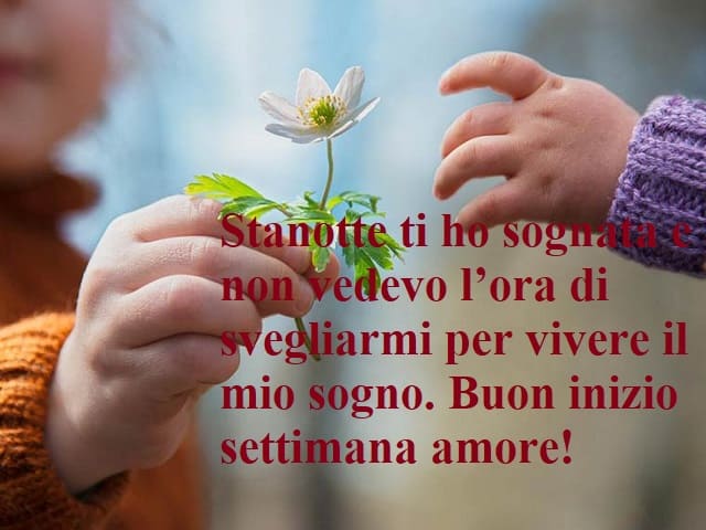 Stanotte ti ho sognata e non vedevo l’ora di svegliarmi per vivere il mio sogno. Buon inizio settimana amore!