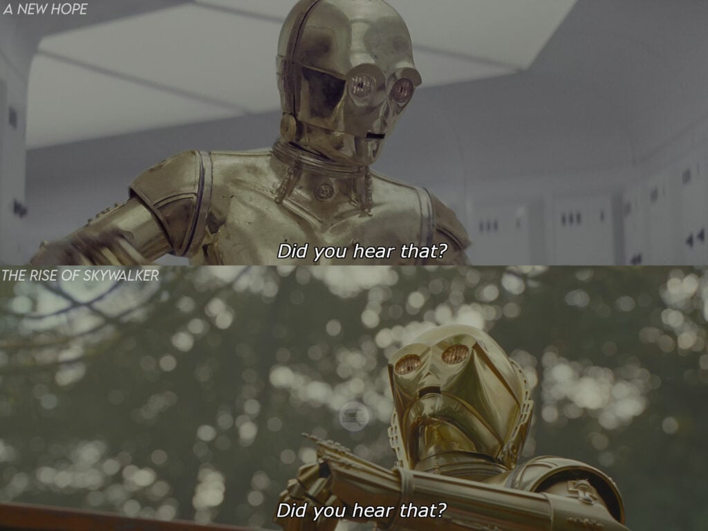 C-3PO ripete la sua prima battuta di Una Nuova Speranza