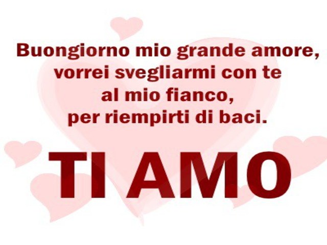 Buongiorno mio grande amore . Vorrei svegliarmi con te al mio fianco, per riempirti di baci.