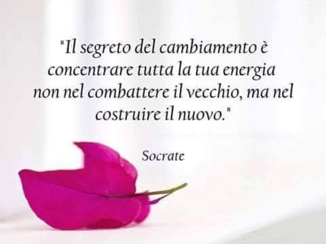Il segreto del cambiamento è concentrare tutta la tua energia non nel combattere il vecchio, ma nel costruire il nuovo. (Socrate)