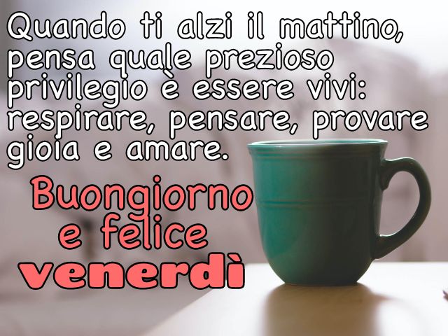 Quando ti alzi il mattino, pensa quale prezioso privilegio è essere vivi: respirare, pensare, provare gioia e amare. Buongiorno e felice venerdì.