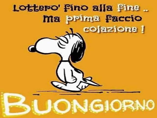 Lotterò fino alla fine...ma prima faccio colazione! Buongiorno!