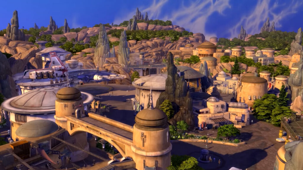 Un fermo immagine dal trailer mostra l'atterraggio del Falcon