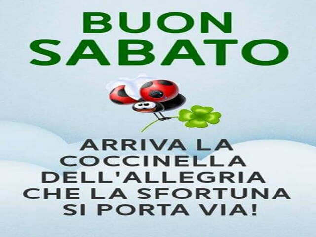 Buon sabato. Arriva la coccinella dell'allegria che la sfortuna si porta via!