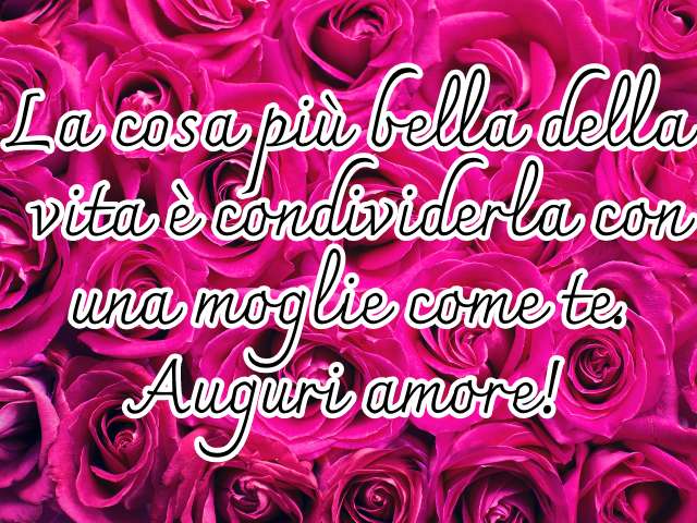 La cosa più bella della vita è condividerla con una moglie come te. Auguri amore!