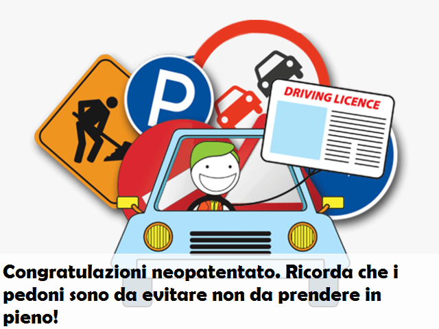Congratulazioni neopatentato. Ricorda che i pedoni sono da evitare non da prendere in pieno!