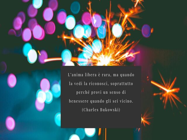 L’anima libera è rara, ma quando la vedi la riconosci, soprattutto perché provi un senso di benessere quando gli sei vicino.(Charles Bukowski)