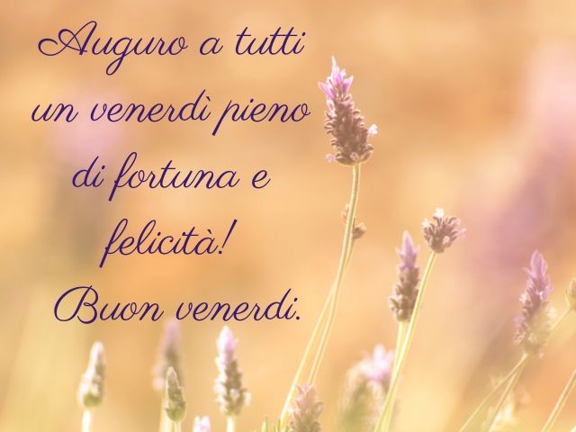 Auguro a tutti un venerdì pieno di fortuna e felicità! Buon venerdì.