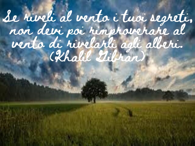 Se riveli al vento i tuoi segreti, non devi poi rimproverare al vento di rivelarli agli alberi.(Khalil Gibran)