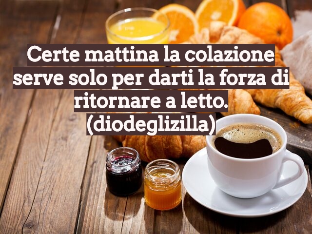 Certe mattina la colazione serve solo per darti la forza di ritornare a letto.(diodeglizilla)