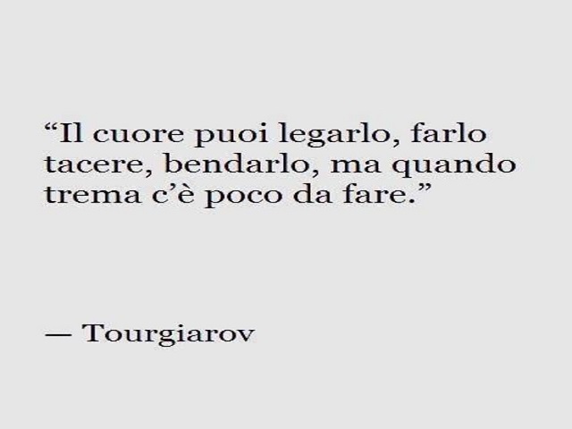 "Il cuore puoi legarlo, farlo tacere, bendarlo, ma quando trema c'è poco da fare."-Tourgiarov