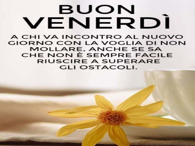 Buon venerdì a chi va incontro al nuovo giorno con la voglia di non mollare, anche se sa che non è sempre facile riuscire a superare gli ostacoli.