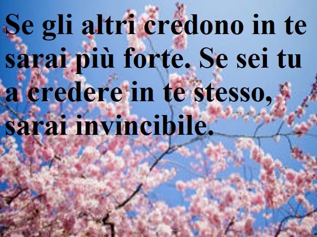 Se gli altri credono in te sarai più forte. Se sei tu a credere in te stesso, sarai invincibile.