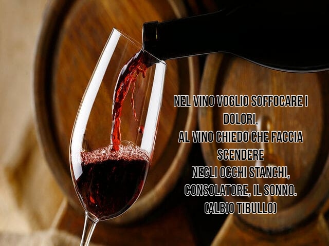 Nel vino voglio soffocare i dolori,al vino chiedo che faccia scenderenegli occhi stanchi, consolatore, il sonno.(Albio Tibullo)