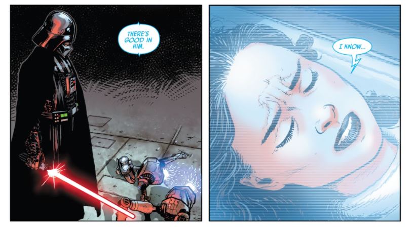 Darth Vader ascolta le ultime parole di Padmé