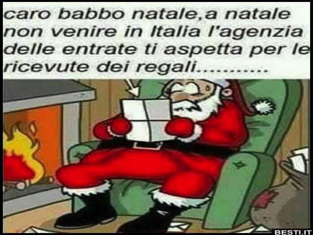 Caro Babbo Natale, a Natale non venire in Italia, l'Agenzia delle Entrate ti aspetta per le ricevute dei regali...