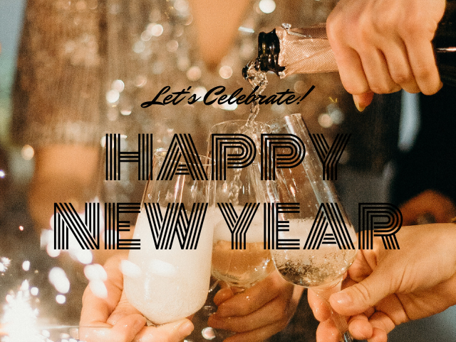 Let's celebrate! Happy New Year (Festeggiamo! Felice anno nuovo)