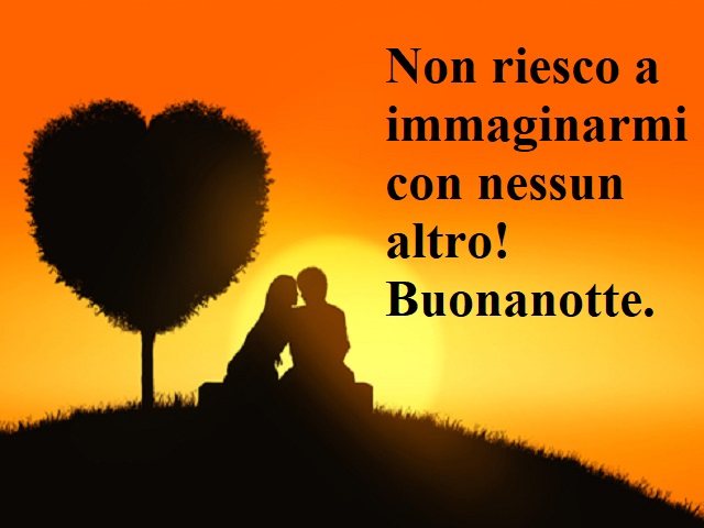 Non riesco a immaginarmi con nessun altro! Buonanotte.