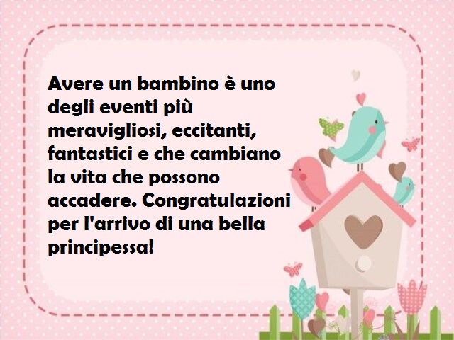 Avere un bambino è uno degli eventi più meravigliosi, eccitanti, fantastici e che cambianola vita che possonoaccadere. Congratulazioni per l'arrivo di una bella principessa!